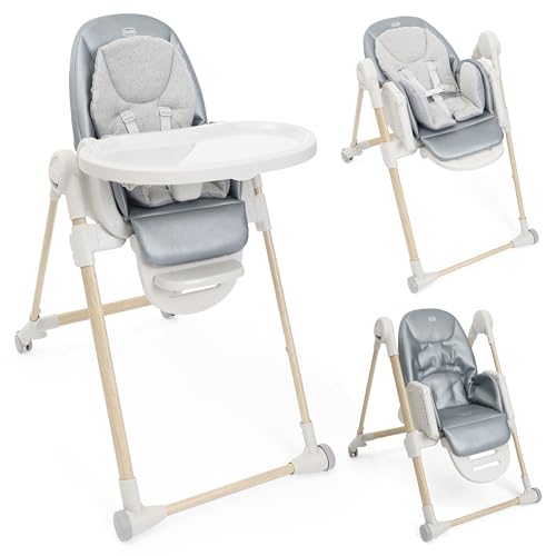 Chicco Polly Armonia Trona Evolutiva para Niños de 0 Meses hasta 40 kg, Trona 3en1, 9 Niveles de altura, 3 Posiciones de reclinado, Reposapiés Regulables, 4 Ruedas, Cierre Compacto, Verde