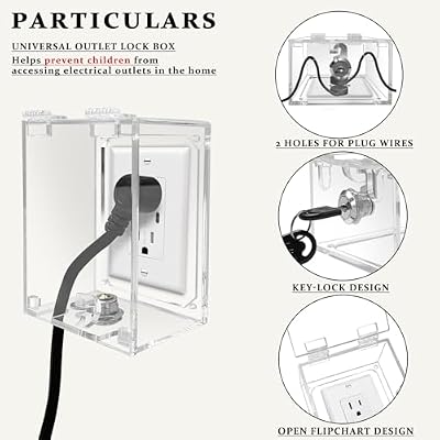 Infant Safety Outlet Lock Box, wall Outlet Lock Box, Lock Box for Electrical outlets with outlets, Easy to Install, Accommodates Most Plugs and adapters 4.95 X 3.35 X 2.56 or Smaller