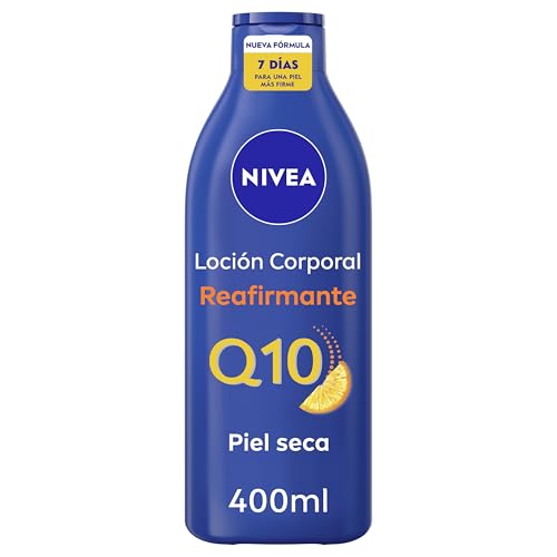 NIVEA Q10 Body Milk Reafirmante (1 x 400 ml), crema hidratante corporal 72h para piel seca, crema reafirmante corporal con Collagen Boost Complex, Vitamina C y Q10 puro