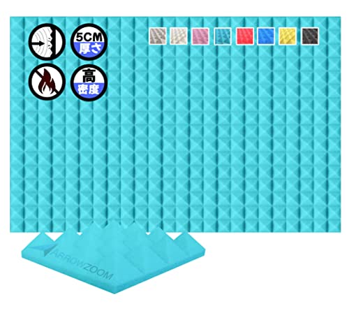 Arrowzoom スーパーダッシュ 新ピラミッド しい 24 ピース 防音 遮音 密度26㎏/m3 作品 吸音材 楽器 緩衝材 防音材 音響泡断熱治療 消音 超強力 騒音 スタジオ 吸音材質 室内装飾 防音対策 250 x 250 x 50 mm 縮状態出荷 スタジオレコーディング タイルパネルウェッジサ SD1034 Pyramid ライトブルー