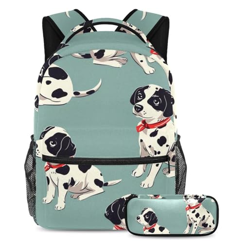 Sac a dos de voyage et cours motif chiot tachete grand volume pour ado et etudiant