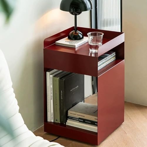 Modern Light Blue Nightstand with Wheels, 3-Tier Storage Side Table, Versatile Bedside Table for Bedroom & Living Room, Ideal for Small Spaces