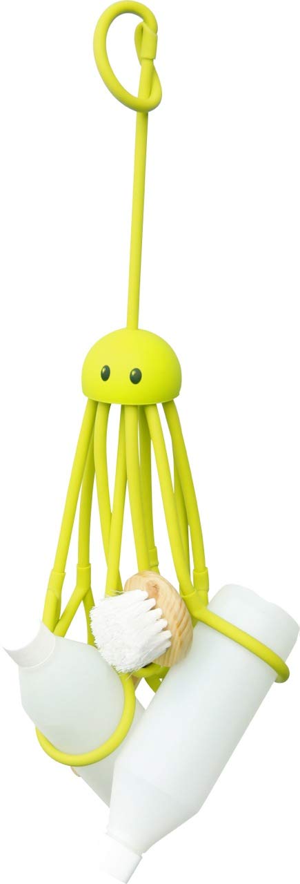 Formverkert Octopus Shower Caddy in Green - Shower Gel Shampoo Conditioner Brush Razors Toys Accessories Holder 9 Slots