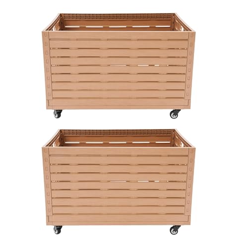 Contenedor plegable con ruedas, resistente, capacidad 440 lbs, 2 piezas miniatura 1