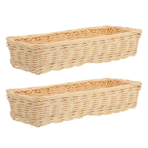 CALLARON Cestas de Ratán Sintético para Cubiertos y Utensilios, Juego de 2 Piezas, Tamaño Mediano, Imitación Mimbre, Organizador para Cocina, Restaurante y Comedor