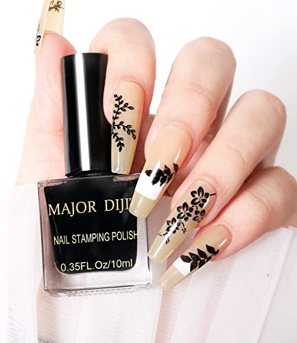 DouborQ White Black Nail Art Stamping Polish with Cuticle Oil Set Manicure Image Stamp Polish Set Print Polish Varnish - Image 6