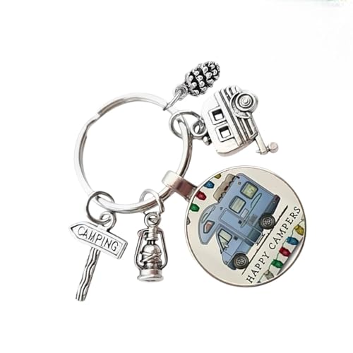JFangZHZH Porte-Clés Camping-Car Personnalisable en Métal,Porte-clés pour Caravane,Cadeau Voyage Parfait pour Homme et Femme,Idée Cadeau Anniversaire ou Noël pour...