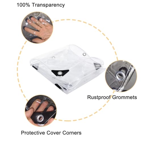 Lona resistente a desgarros transparente e impermeable de 0.35mm con ojales y cuerda 3