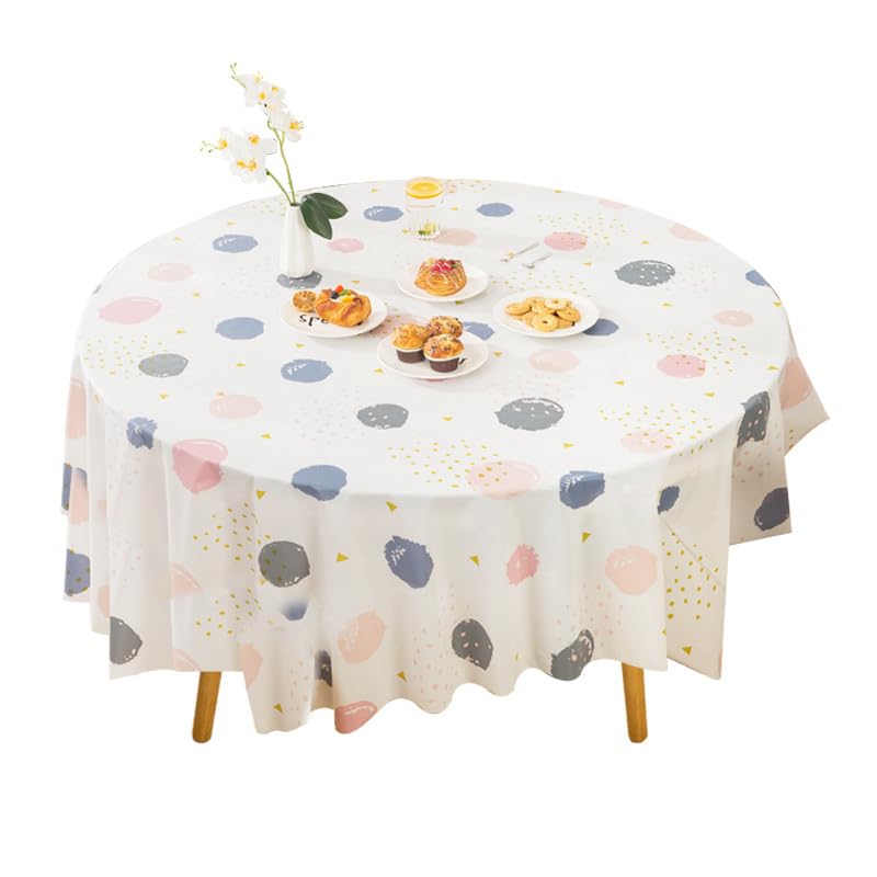 KIZAMI 2-12 Piezas Manteles Desechables Impermeables con Patrón Impreso, Cubiertas De Mesa Redondas De Plástico De 180x180 CM para Fiestas De Cumpleaños, Bodas Y Eventos