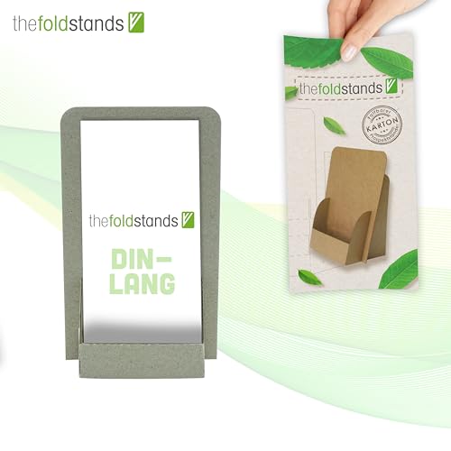 thefoldstands 5 faltbare FLYERSTÄNDER Gras Design ökologische Prospektständer für DIN lang Flyer 10,5 x 21 cm vertikal, Prospekthalter aus Gras- Karton, kurz-bis mittelfristigen Einsatz
