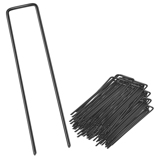 Tent Pegs Metal for Weed U-Shaped Ground Pegs Heavy Duty Garden Pegs Stakes Membrane Pegs for Artifical Grass, Black.