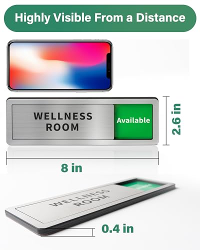 Conference Room Office Door Signs Do Not Disturb, In Use/Available Slider Sign for Home Office Wellness Conference Vacant Occupied Privacy Sliding Door Sign,Brushed Silver - Image 4