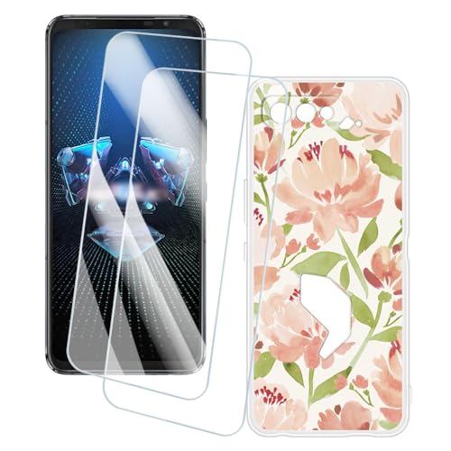 OAGELIM 2�Z�b�g �X�N���[���v���e�N�^�[ + �P�[�X Asus ROG Phone 5S ZS676KS (6.78 �C���`) �Ƃ̌݊������� �A�[�e�B�X�e�B�b�N�J�X�^���v�����g�J�o�[�Ƌ����K���X�t�B���� �X�N���b�`�h�~ (��)