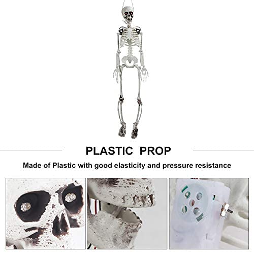 Molezu Halloween Skeleton Prop Scary Prop Horror Props, Creepy Human Skeletons A Full 90 Cm Tall (Glow And Sound) Red #TOP3