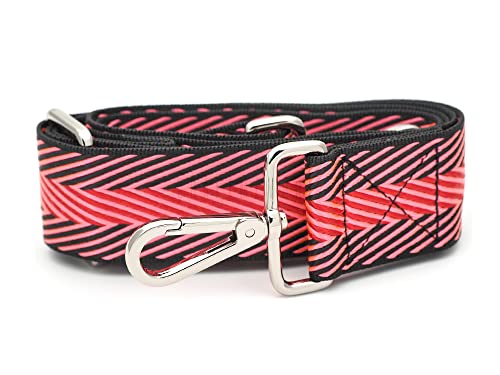 Image of CRAFTMEMORE Wide Shoulder Strap Zigzag Pattern Adjustable Bag Handle Crossbody Nylon Belt Replacement JK19 (Pink, Silver Clasp)