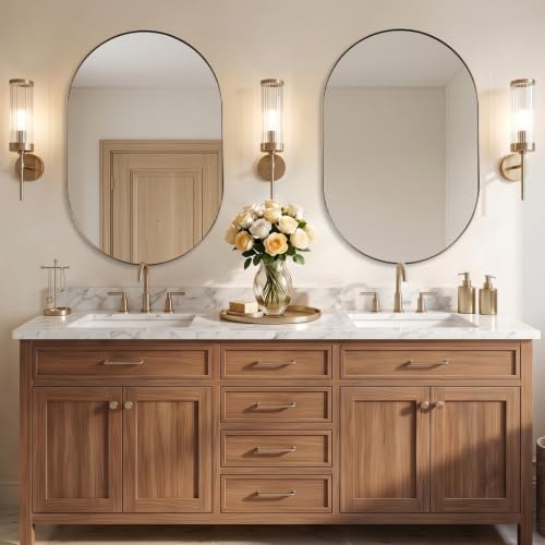 ANDY STAR 24"x36" Champagne Bronze Oval Bathroom Mirror for Wall,Pill-Shape by ANDY STAR - Used condition - Image 3