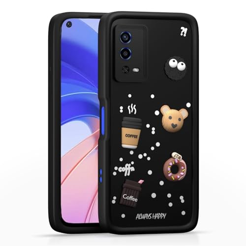 Image of Bintage Cute Fun Taddy| 3D Ball Bear| Donut| Coffee Rubber Case Full Body & Camera Protection Back Cover Compatible for Oppo A55 4G - Black