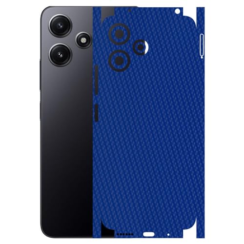 Image of AtOdds - REDMI 12 (5G) - Mobile Back Skin Sticker - Lamination - Rear Screen Guard Protector Film Wrap (Coverage - Back+Camera+Sides) (Design - Blue CF)