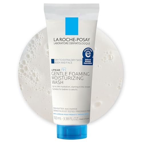 La Roche-Posay Lipikar AP+ Gentle Foaming Moisturizing Wash, Shea Butter + Niacinamide + Glycerin, Moisturizing Body Wash For Dry Skin, National Eczema Association Accepted, Soap Free