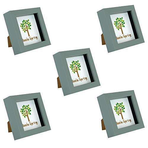 Nicola Spring 3D Shadow Box Photo Frames - 4 x 4 (10 x 10cm) - Pack of 5 - Grey 3D Photo Frame Picture Frame Box Small Square Display Case for Crafts, Keepsakes, Wedding, Graduation