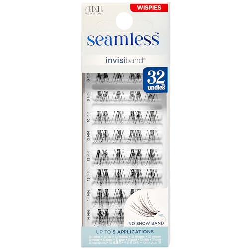 Ardell Seamless Underlash Wispies Lash Clusters – Individual Lashes Natural Eyelash Clusters with Invisiband, Cluster Eyelash Extensions, DIY Lash Extension, 32 ct
