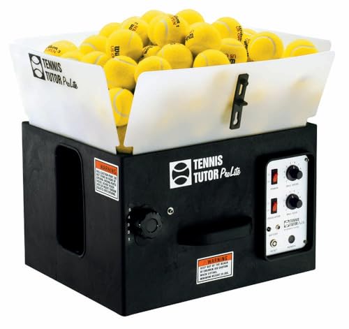 Tennis Tutor Prolite with Built-in Oscillator and Remote. Made in USA by #1 Tennis Machine Company.