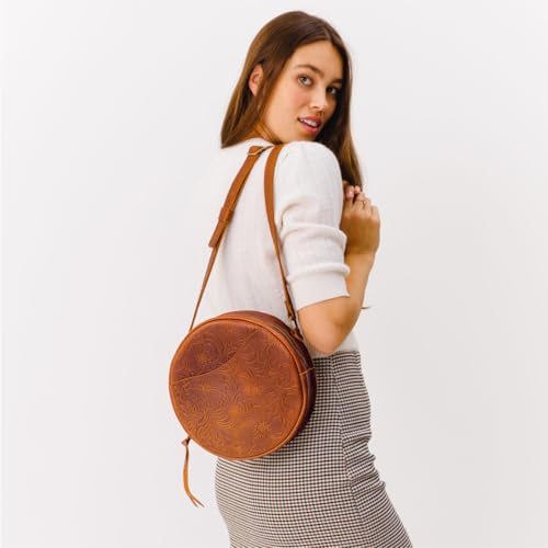Image of Portland Leather Goods Circle Crossbody Bag for Women - Handmade from the Finest Full-Grain Hides