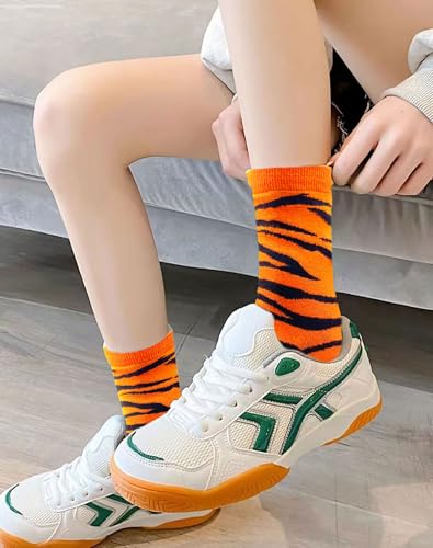 Image of Animal Print Crew Socks Trendy Pattern Quartz Socks Leopard Printed Dress Socks for Women, Men