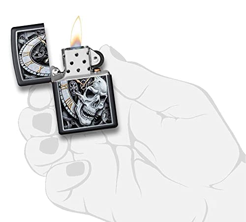 Encendedor Zippo resistente al viento con diseño Calavera miniatura 3