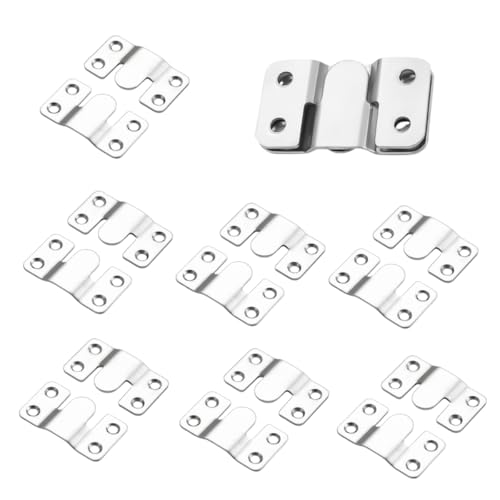 Image of 8 Pieces Z Clip Interlocking Bracket - Wall Flush Mount Picture Hanging Bracket Heavy Duty Photo Frame Hanger Stainless Steel 4 Hole DisplayBoard Hanging Buckle (4 Pairs)