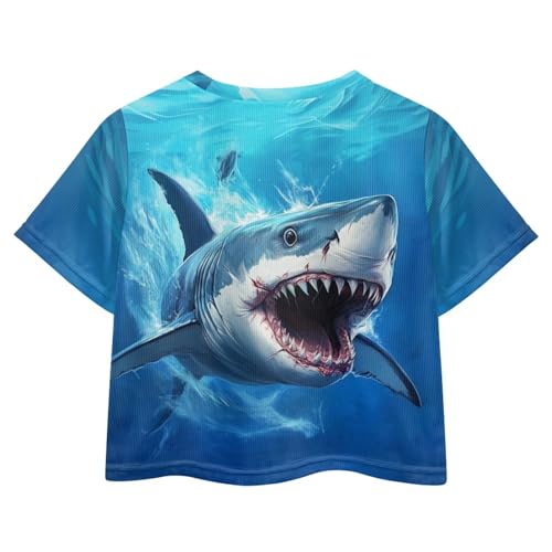 Image of Girls Summer Crop Top Outfits Short Sleeve T Shirts Kids Cute Clothes Tees Blouse