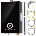 Tankless Water Heater Propane, 4.21GPM 16L Indoor Instant Hot Water Heater with Digital Fahrenheit Display Multi-Protection Constant Temperature for Home & Apartment