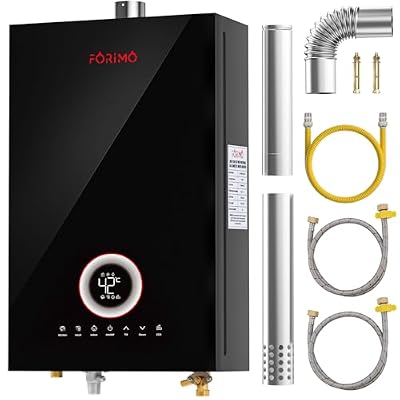 Tankless Water Heater Propane, 4.21GPM 16L Indoor Instant Hot Water Heater with Digital Fahrenheit Display Multi-Protection Constant Temperature for Home & Apartment