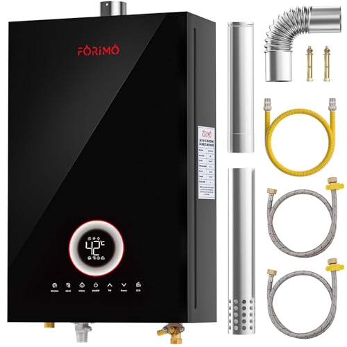 Tankless Water Heater Natural Gas, 4.21 GPM 16L Indoor Instant Hot Water Heater with Digital Fahrenheit Display Multi-Protection Constant Temperature for Home & Apartment