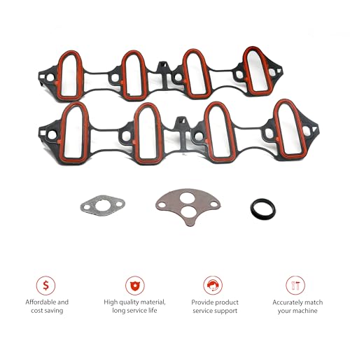 Image of MS 96587 MS92211 Engine Intake Manifold Gasket Set Replacement for Chevrolet GMC Hummer 5.3L 4.8L 2002-03 Compatible with Cadillac Escalade 5.3L 2001-03,Sierra 1500 HD 6.0L 2001-02