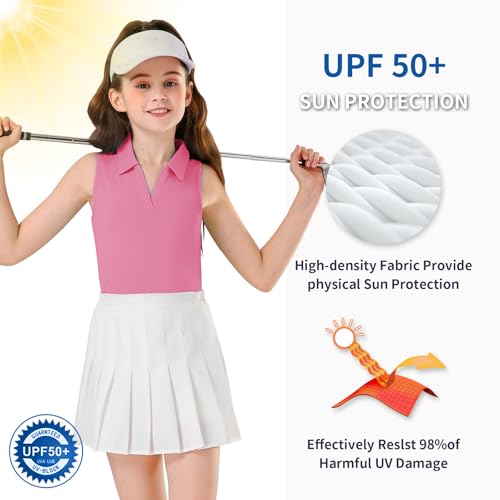 Soneven Girls' Sleeveless Polo Shirts V Neck Golf Tennis T-Shirts Collared Tank Tops for 5-14 Years3