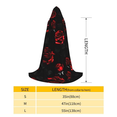 Cape à capuche imprimé roses rouges pour déguisement vampire et GN