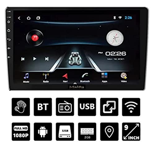Image of Malon 9 inch car Android Double din Player(2GB /32GB) capacitive Touch Screen Quad core Processor, 1080P HD Screen, Android Version and BT 5.0, Wi-fi, GPS, USB 2.0, Navigation