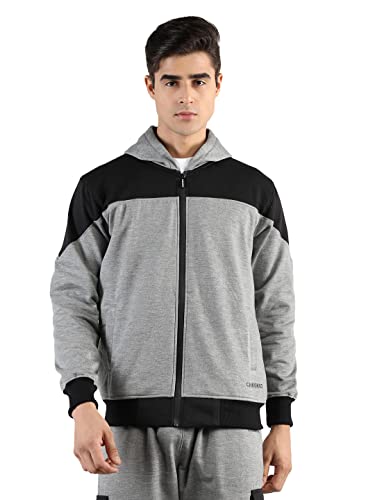 Image of CHKOKKO Fleece Men Winter Sports Gym Track Zipper Stylish Standard Length Jacket Anthrablue XL,Grey