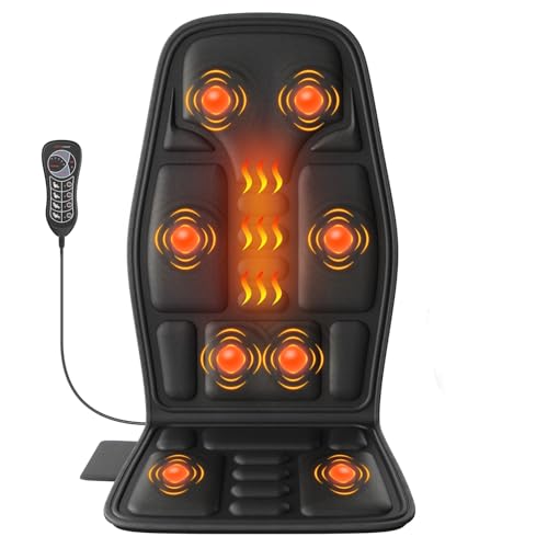 SLOTHMORE Vibration Back Massager for Chair with Heat, Multi-Zone Massage Seat Cushion, Full Back & Seat Coverage, Adjustable Modes, Comfortable Pad for Office & Home
