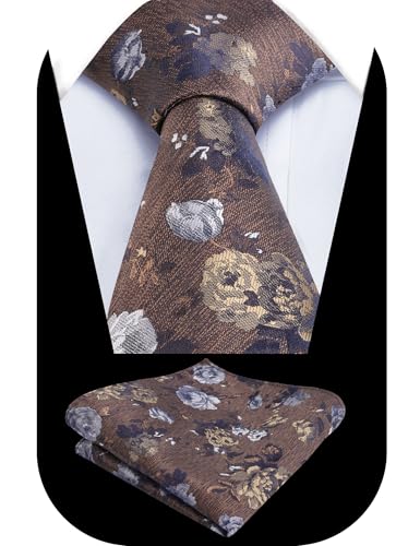 Image of Alizeal Mens 3.15'' Colorful Flower Pattern and handkerchief Necktie Set