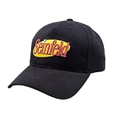 Seinfeld Logo Baseball Cap, Adult Adjustable Cotton Snapback Hat with Curved Brim for Men and Women, Black, One Size