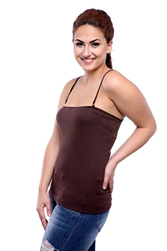 Image of Teemoods Women's Cotton Spaghetti Strap Camisole Slip - Adjustable Straps, Slim Fit, Soft Innerwear Tank Top for Layering & Everyday Comfort