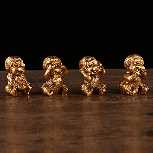 Set de 4 Figuras de Mono Feng Shui en Resina para Decoración miniatura 4