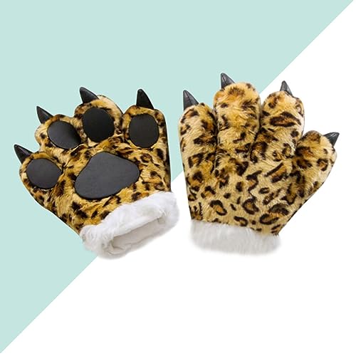 HOMSFOU Kuscheltier 1 Stück Cosplay Tierpfoten Simulation Pfoten Krallen Handschuhe Tierpfoten Hausschuhe Kostümzubehör (Leopardenmuster) Spielzeug Kinderspielzeug