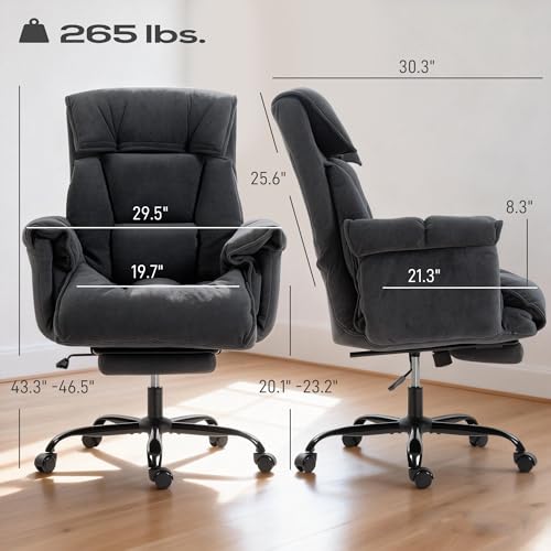 Image of HOMCOM Executive Office Chair Comfy with Foot Rest Reclining Dark Gray