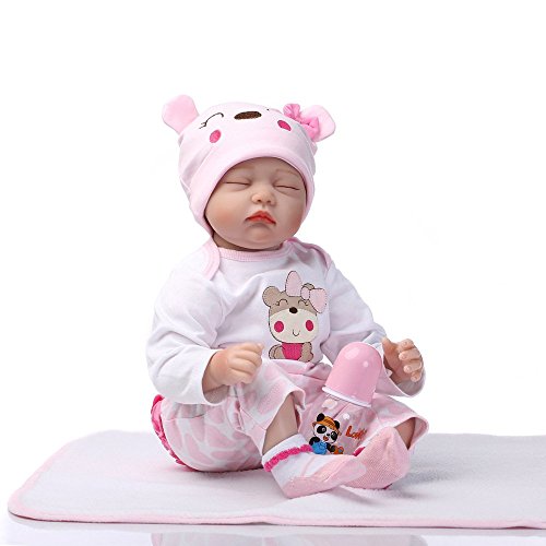 Reborn Baby Doll Vinilo de Silicona Suave 15 Pulgadas 40cm Boca magnética Realista niño niña Juguete Rosa Ojos Blancos Cerca