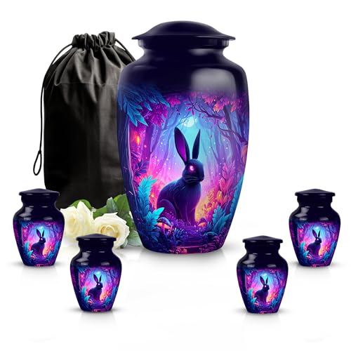 Image of Rabbit Urn - Small Keepsake Urn - Combo 3 - Large with 3 Inch Pack of 4 - Memorial Keepsakes for Ashes - Funeral Ash Urns Large - Memorial for Human Remains Mom & Dad