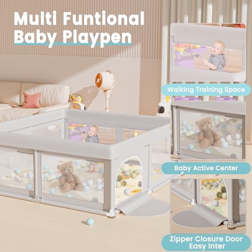 Image of 50 x 50 inch Baby Playpen with Mat Small Playpen for Babies and Toddlers Baby Fence Playards