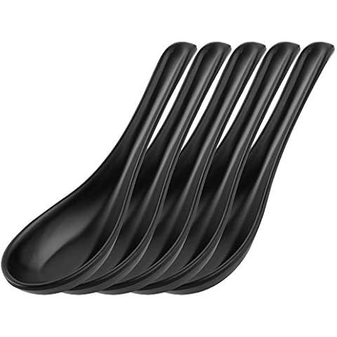 IEFIEL Cucharas de Sopa de Melamina Plástica para Ramen y Aperitivos, 5/10 piezas Cover